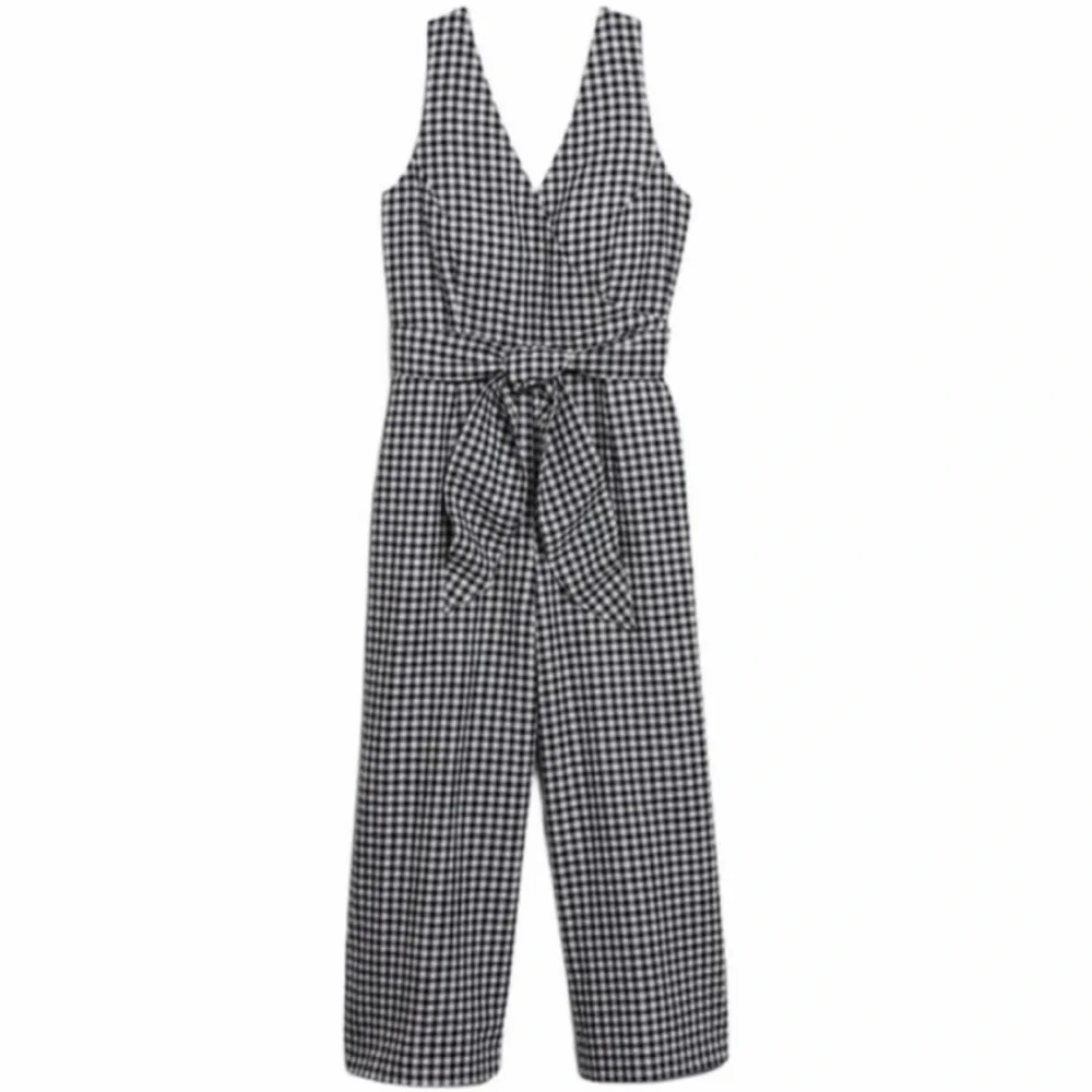 BANANA REPUBLIC Cotton / Linen Gingham Jumpsuit
